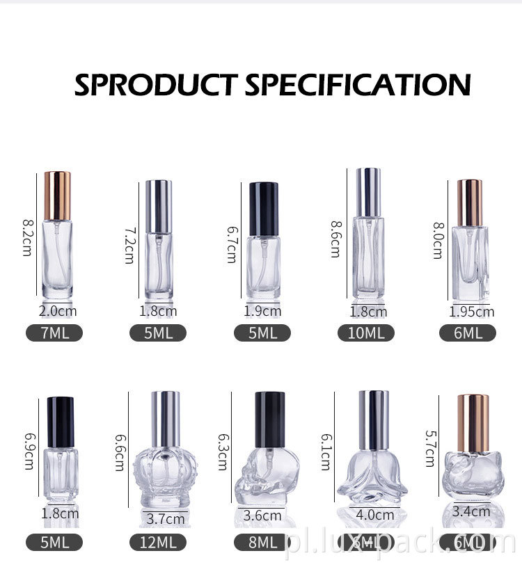 Pusty 1,5 ml 2 ml 2,5 ml przezroczysty mini atomizer mgła fiolka próbka szklana butelka perfum